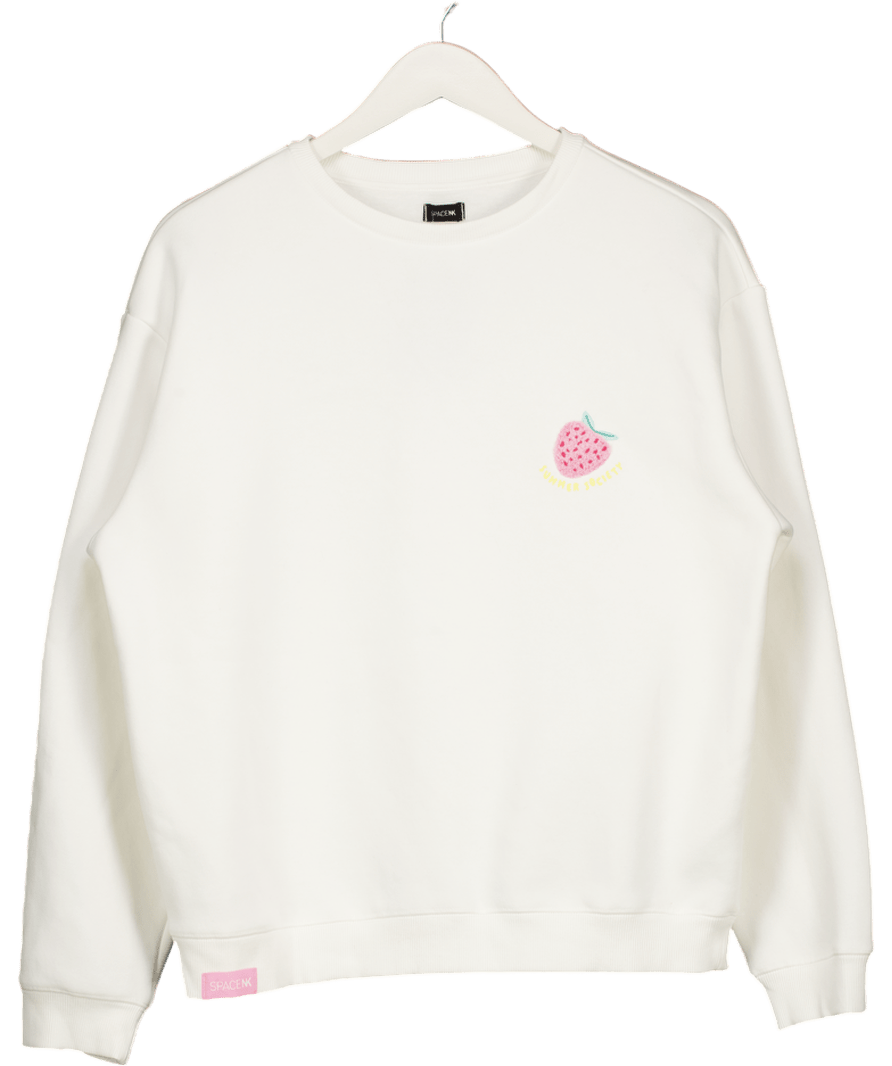 SPACE NK Cream Summer Society Sweatshirt UK M - Reliked