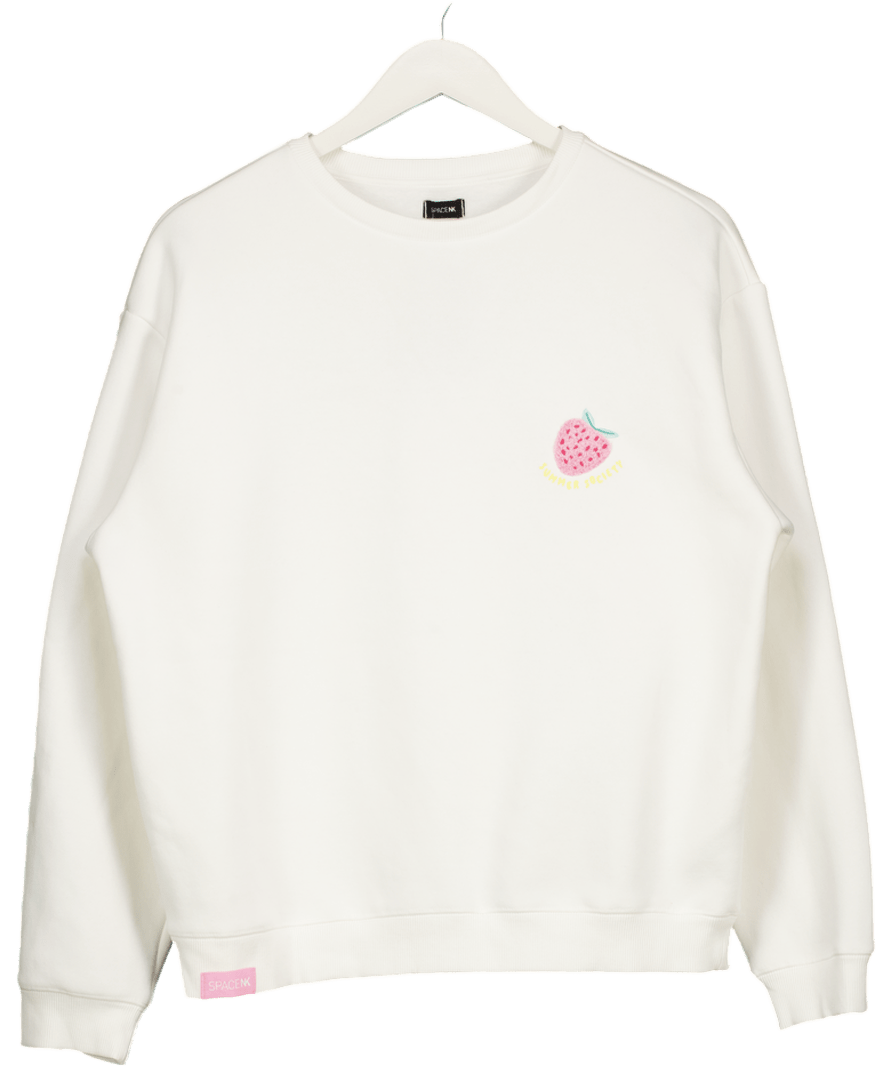 SPACE NK Cream Summer Society Sweatshirt UK M - Reliked