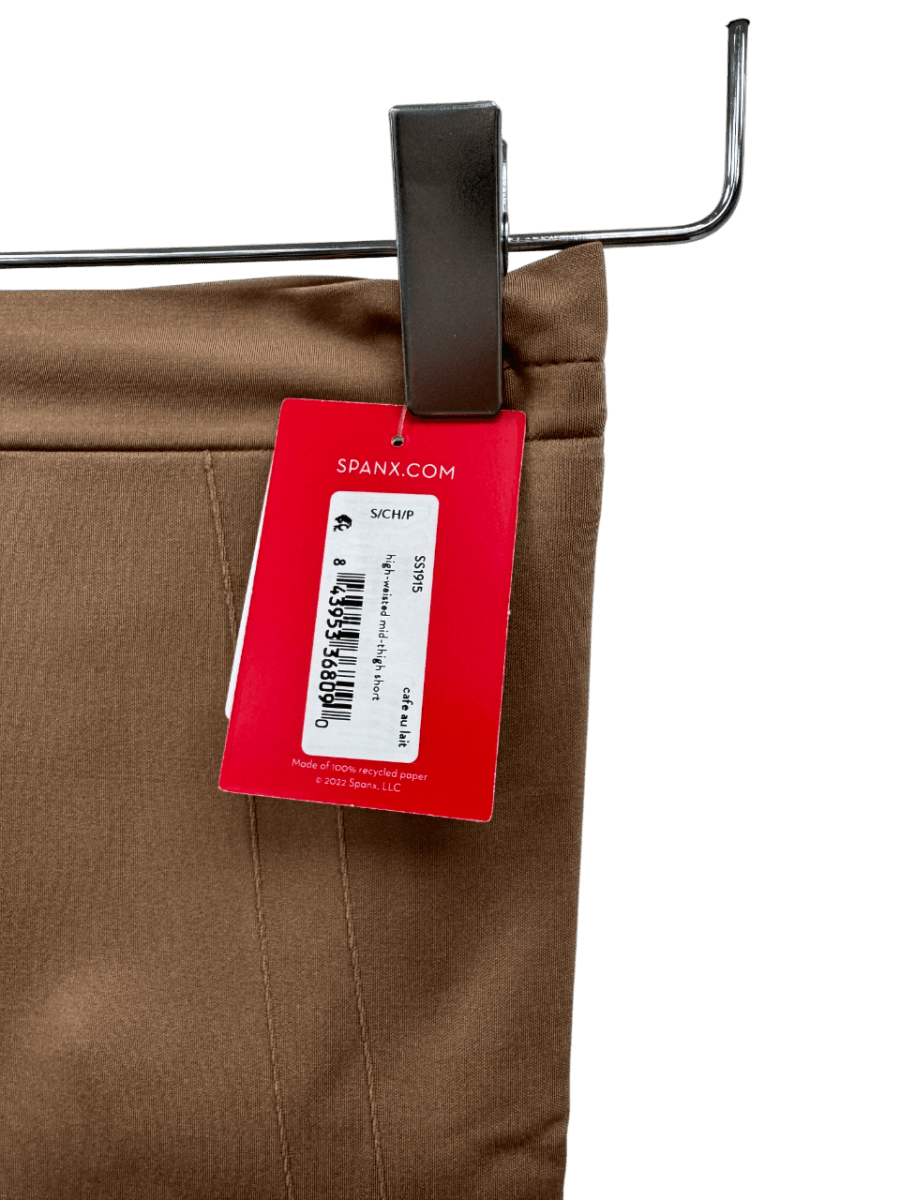Spanx Brown Spanxsculpt Oncore High - waisted Mid - thigh Short - Cafe Au Lait UK L - Reliked