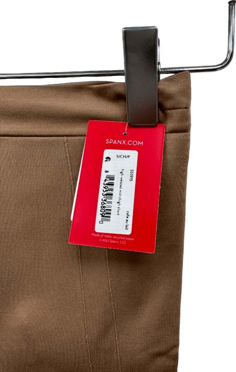 Spanx Brown Spanxsculpt Oncore High - waisted Mid - thigh Short - Cafe Au Lait UK XL - Reliked