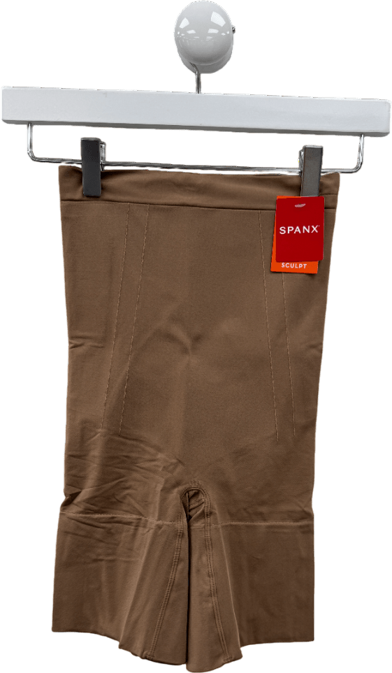 Spanx Brown Spanxsculpt Oncore High - waisted Mid - thigh Short - Cafe Au Lait UK XL - Reliked
