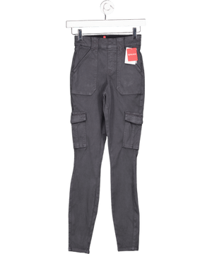 SPANX Grey Washed Black Body Shaping Twill Tapered Cargo Trousers UK XS