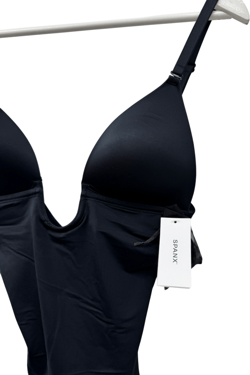 Spanx Spanxshape Suit Your Fancy Plunge Low - back Mid - thigh Bodysuit - Black UK S - Reliked