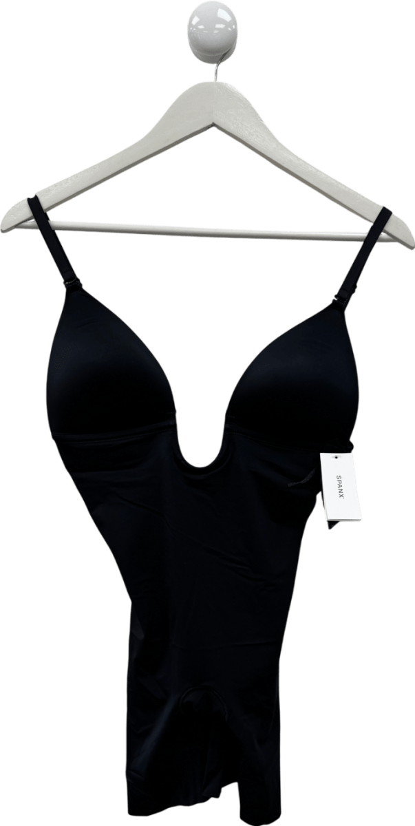 Spanx Spanxshape Suit Your Fancy Plunge Low - back Mid - thigh Bodysuit - Black UK S - Reliked