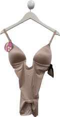Spanx Spanxshape Suit Your Fancy Plunge Low - back Mid - thigh Bodysuit - Champagne Beige UK S - Reliked
