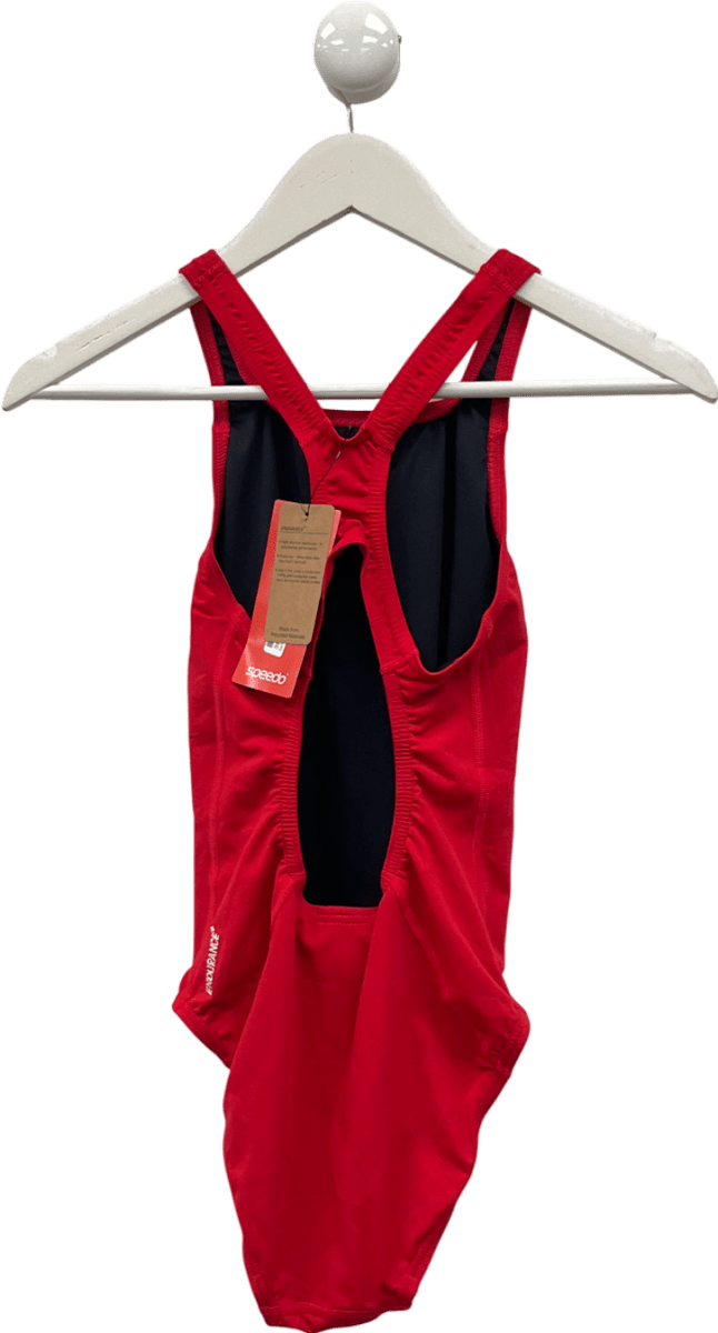 Speedo Womens' Endurance+ Medalist Swimsuit Red UK 12 - Reliked