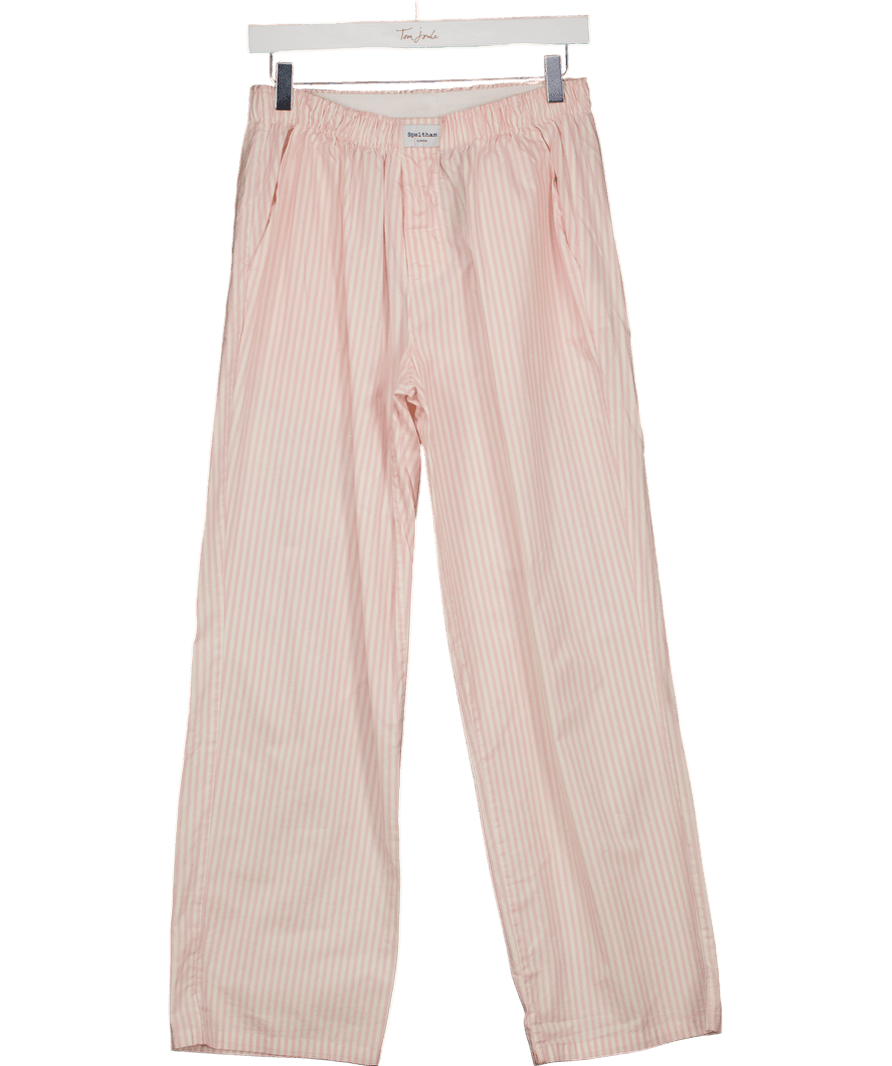 Speltham Pink & White Striped Unisex Lounge Pants UK M - Reliked