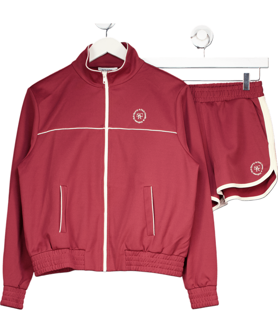 Sporty & Rich Red 2 - piece Burgundy Track Top And Shorts Set UK M - Reliked