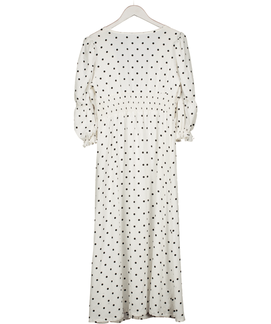 Springtime in Brooklyn Cream Cream. / Black Polka Dot Midi Dress UK M - Reliked