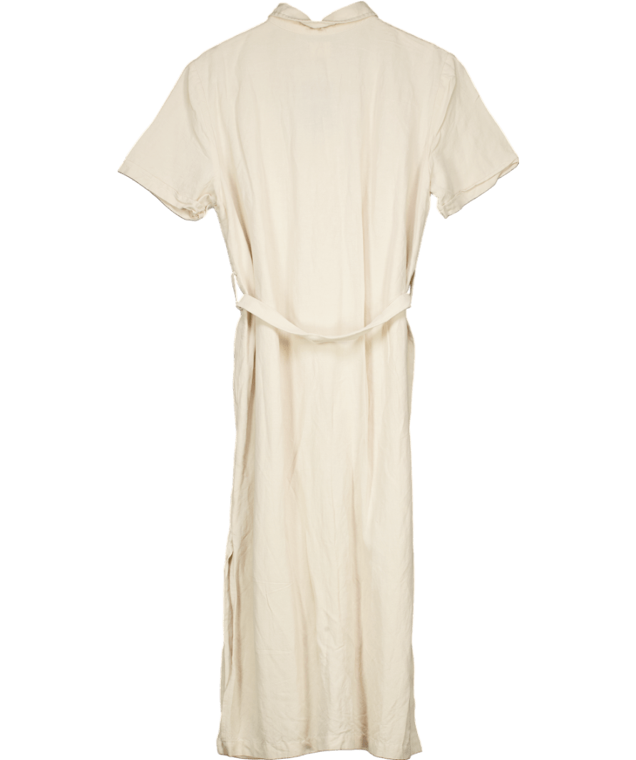 ST AGNI Beige Linen Blend Shirt Midi Dress UK M - Reliked