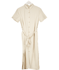 ST AGNI Beige Linen Blend Shirt Midi Dress UK M - Reliked