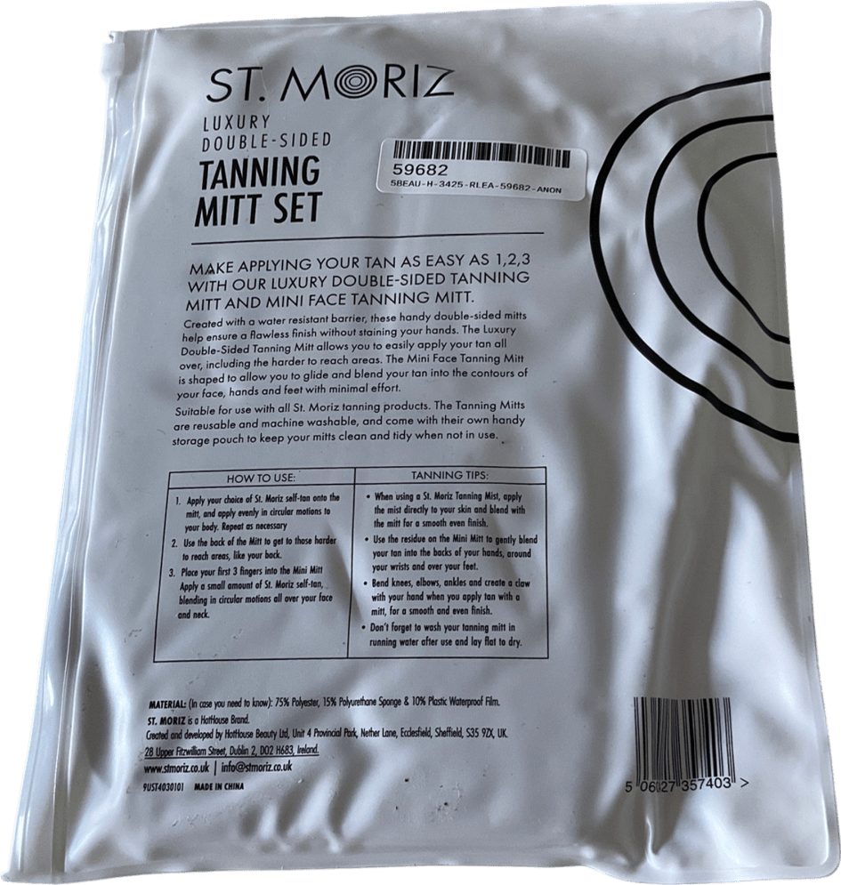 St Moriz Luxury Double Sided Self Tanning Mitt With Face Mitt Set One size - Reliked