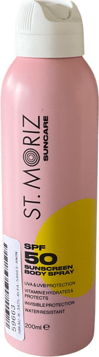 st moriz Suncare Spf50 Sunscreen Body Spray 200ml - Reliked