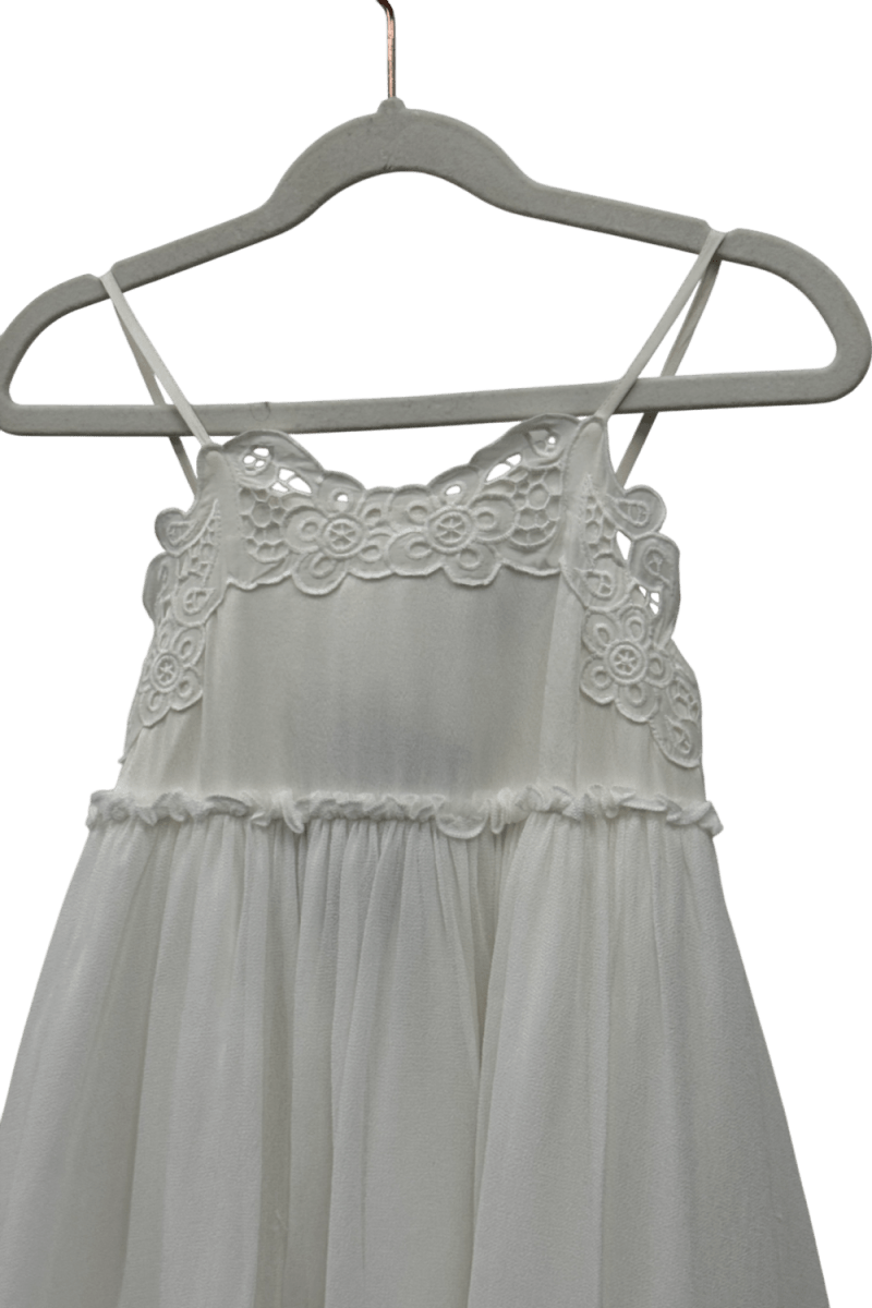 STELLA MCCARTNEY KIDS Ivory White Lace Top Chiffon Dress 3 Years - Reliked STELLA MCCARTNEY KIDS Ivory White Lace Top Chiffon Dress 3 Years - Reliked