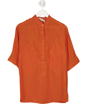 Stella McCartney Orange 100% Silk Short Sleeve Shirt UK 10