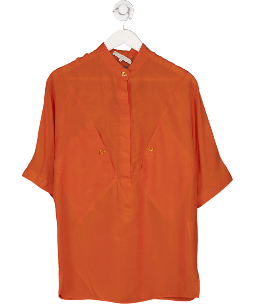 Stella McCartney Orange 100% Silk Short Sleeve Shirt UK 10 - Reliked