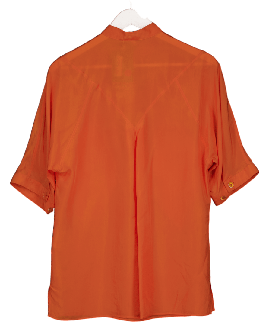 Stella McCartney Orange 100% Silk Short Sleeve Shirt UK 10 - Reliked