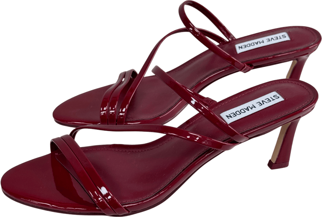 STEVE MADDEN Burgundy Red Patent Strappy Mules UK 7 EU 40 👠 - Reliked