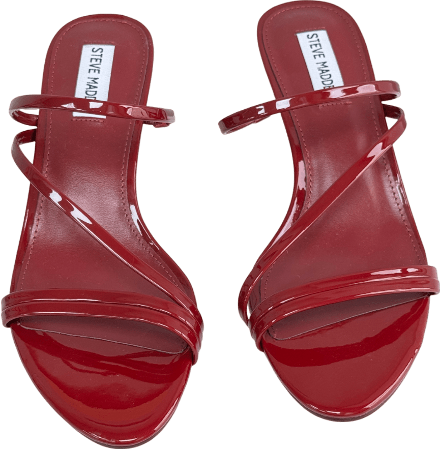 STEVE MADDEN Burgundy Red Patent Strappy Mules UK 7 EU 40 👠 - Reliked
