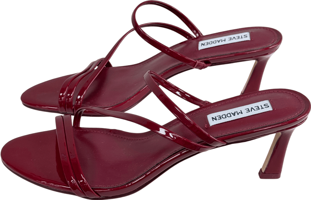 STEVE MADDEN Burgundy Red Patent Strappy Mules UK 7 EU 40 👠 - Reliked