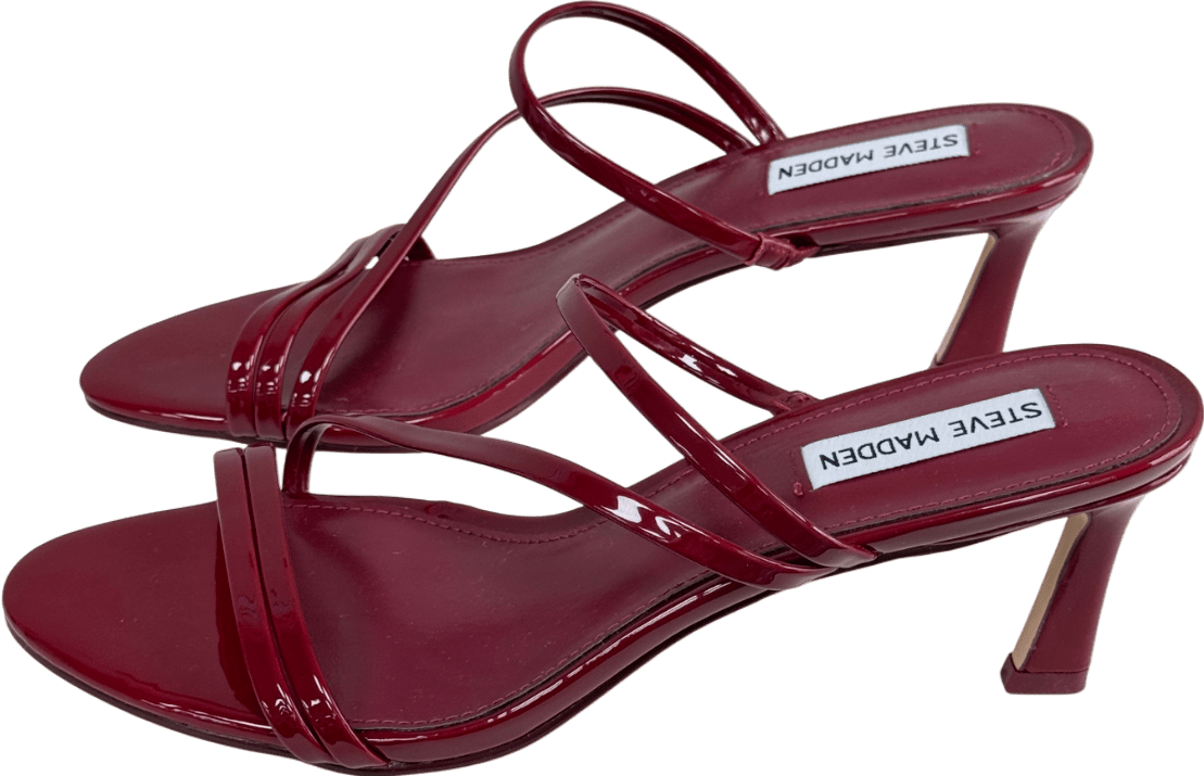STEVE MADDEN Burgundy Red Patent Strappy Mules UK 7 EU 40 👠 - Reliked