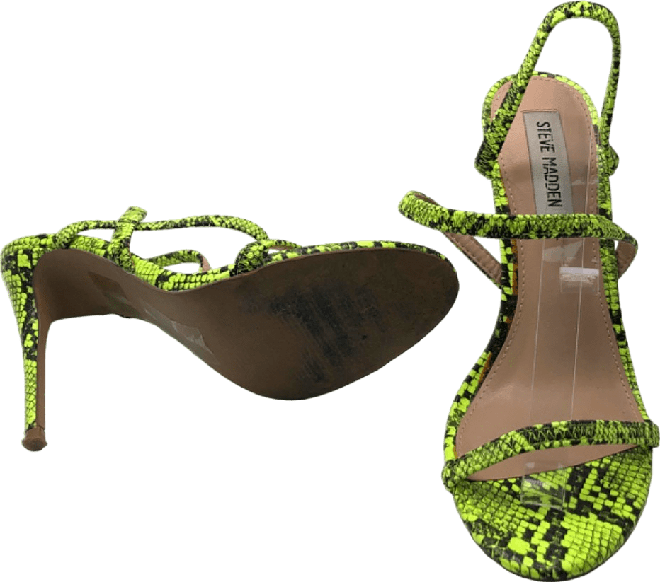 Steve Madden Green Snake Print Strappy Stiletto Heel Sandals EU 39 - Reliked