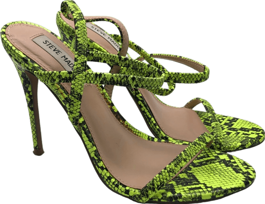 Steve Madden Green Snake Print Strappy Stiletto Heel Sandals EU 39 - Reliked