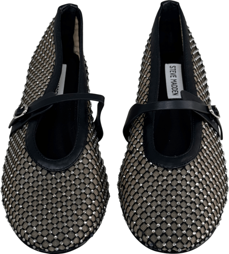 STEVE MADDEN Rejoice Eyelet Embellished Ballet Flats Black UK 7 EU 40 👠 - Reliked