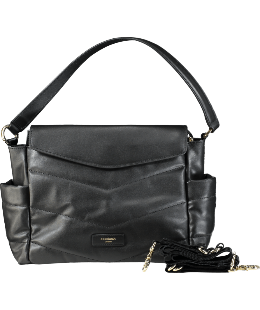 Storksak Aria Leather Compact Changing Bag Black One Size - Reliked