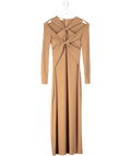 STORM LABEL Brown Gold Toned Hardware Coffee Dress UK S - Reliked