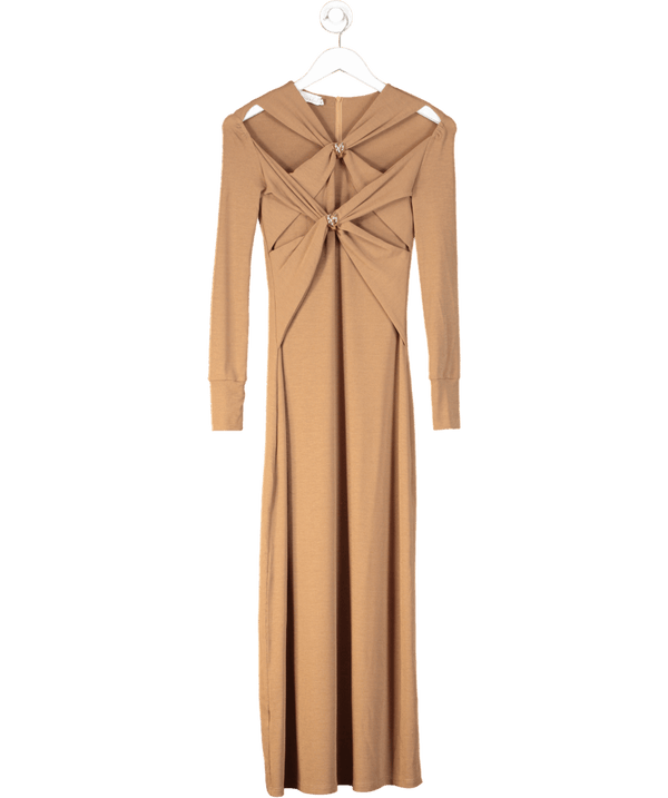 STORM LABEL Brown Gold Toned Hardware Coffee Dress UK S
