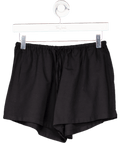 Stradivarius Black Linen Blend Shorts With Drawstring UK S - Reliked
