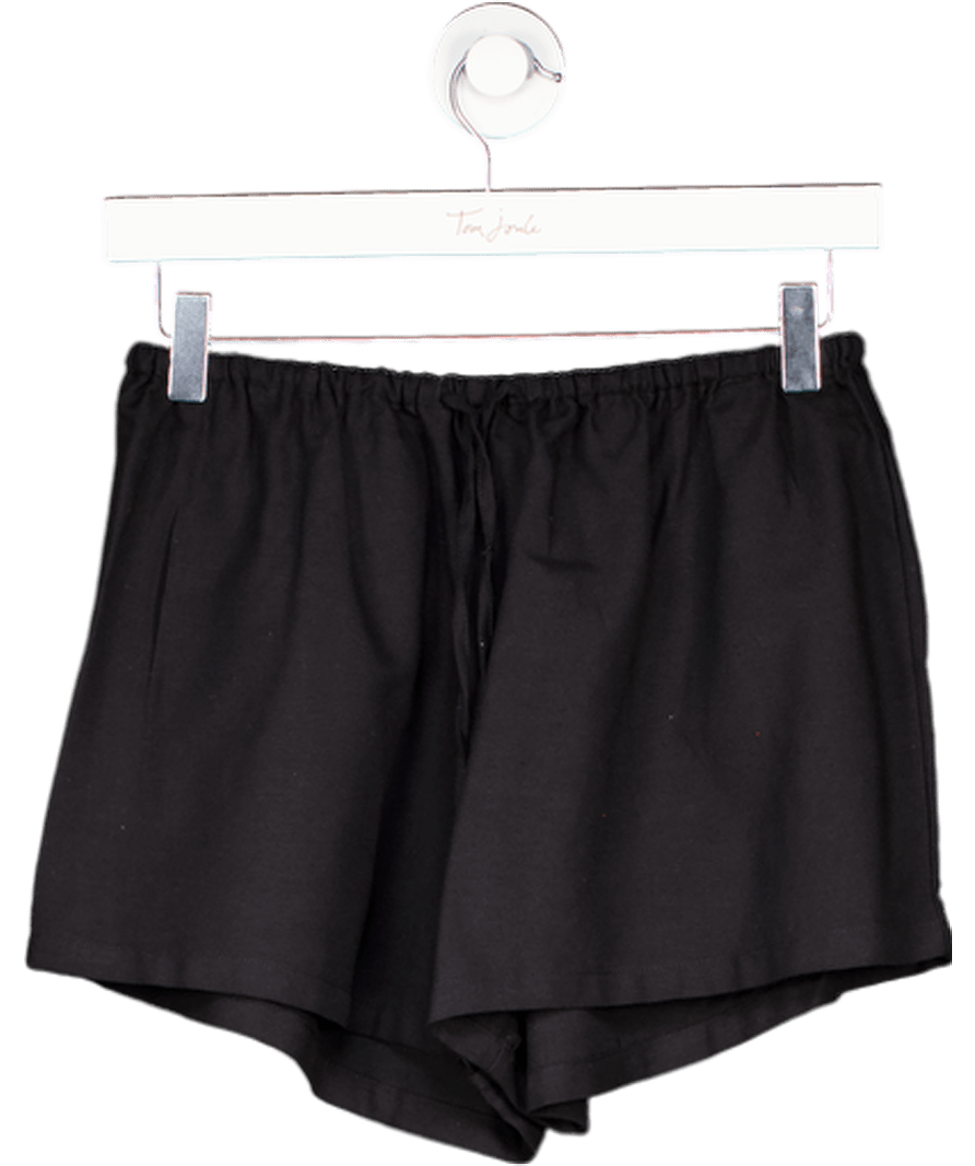 Stradivarius Black Linen Blend Shorts With Drawstring UK S - Reliked
