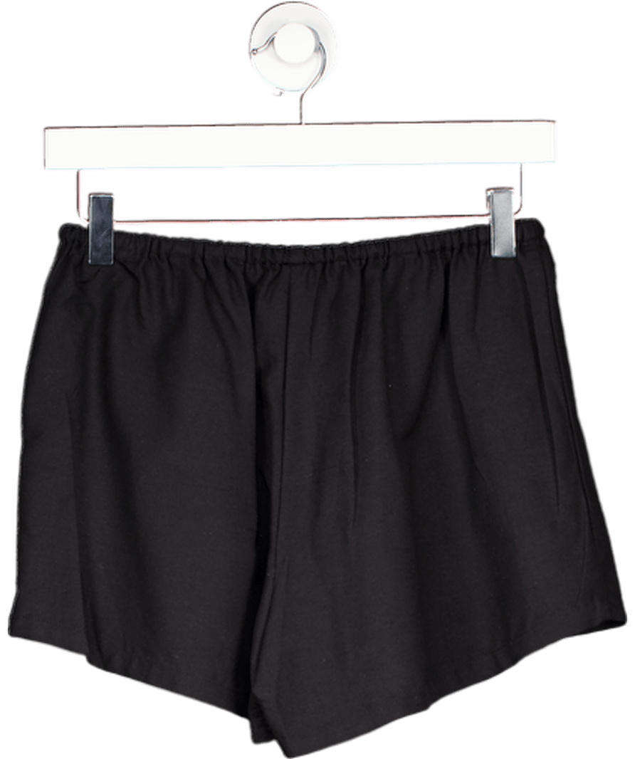 Stradivarius Black Linen Blend Shorts With Drawstring UK S - Reliked