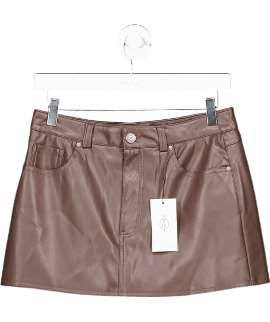 Stradivarius Brown D62 Leather Effect Mini Skort UK 8 - Reliked