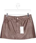 Stradivarius Brown D62 Leather Effect Mini Skort UK 8 - Reliked