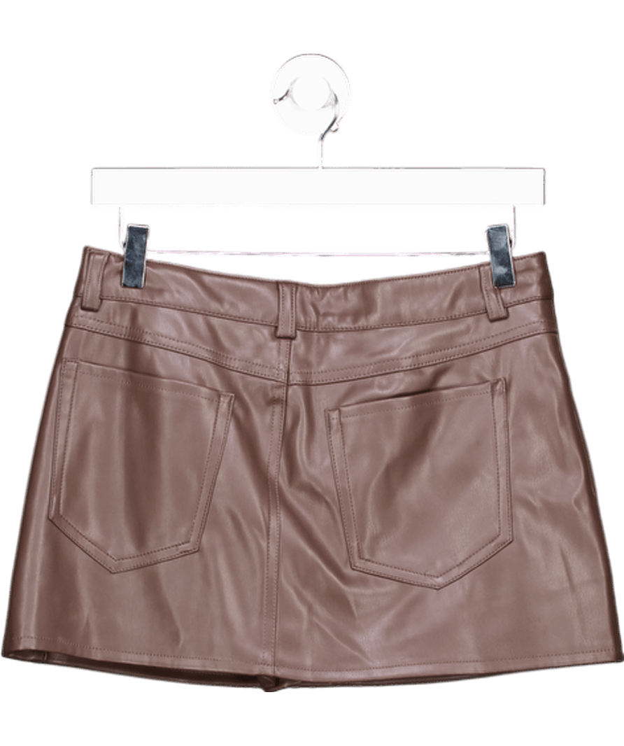 Stradivarius Brown D62 Leather Effect Mini Skort UK 8 - Reliked