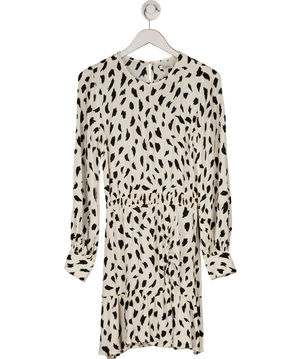 Stradivarius Cream Black And White Ruffled Mini Dress UK S