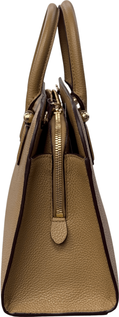 Strathberry Midi Tote Bag In Caramel Leather With Crossbody Strap - Reliked