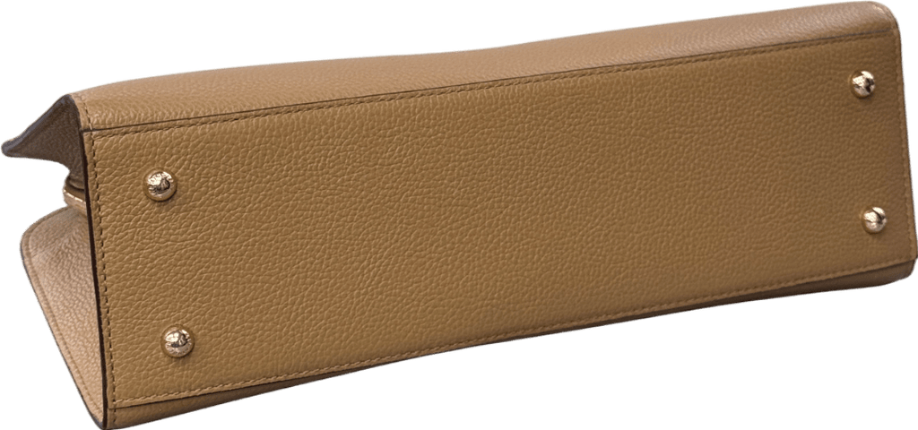 Strathberry Midi Tote Bag In Caramel Leather With Crossbody Strap - Reliked