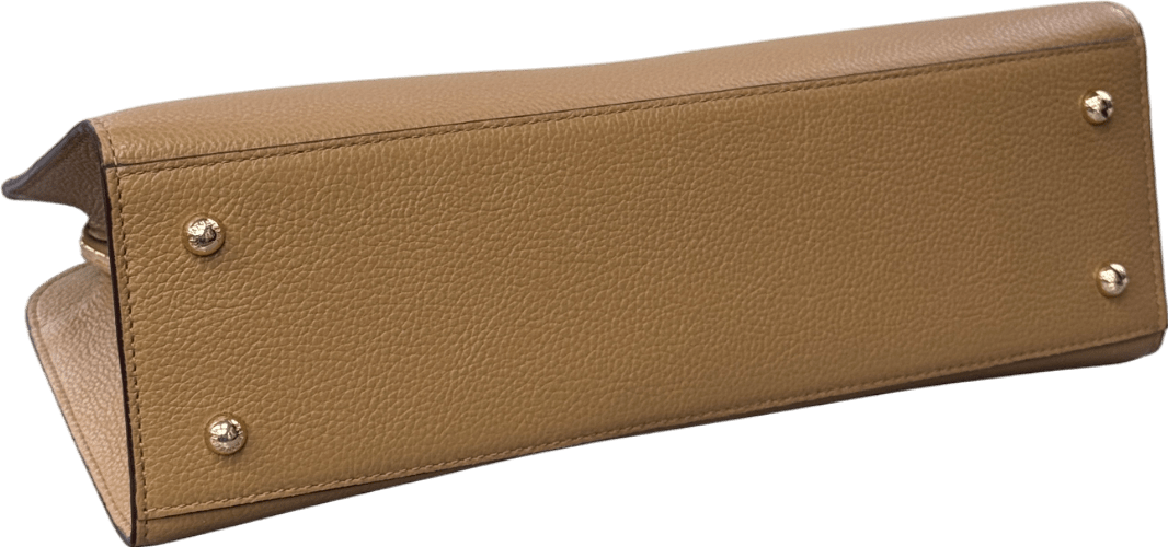 Strathberry Midi Tote Bag In Caramel Leather With Crossbody Strap - Reliked