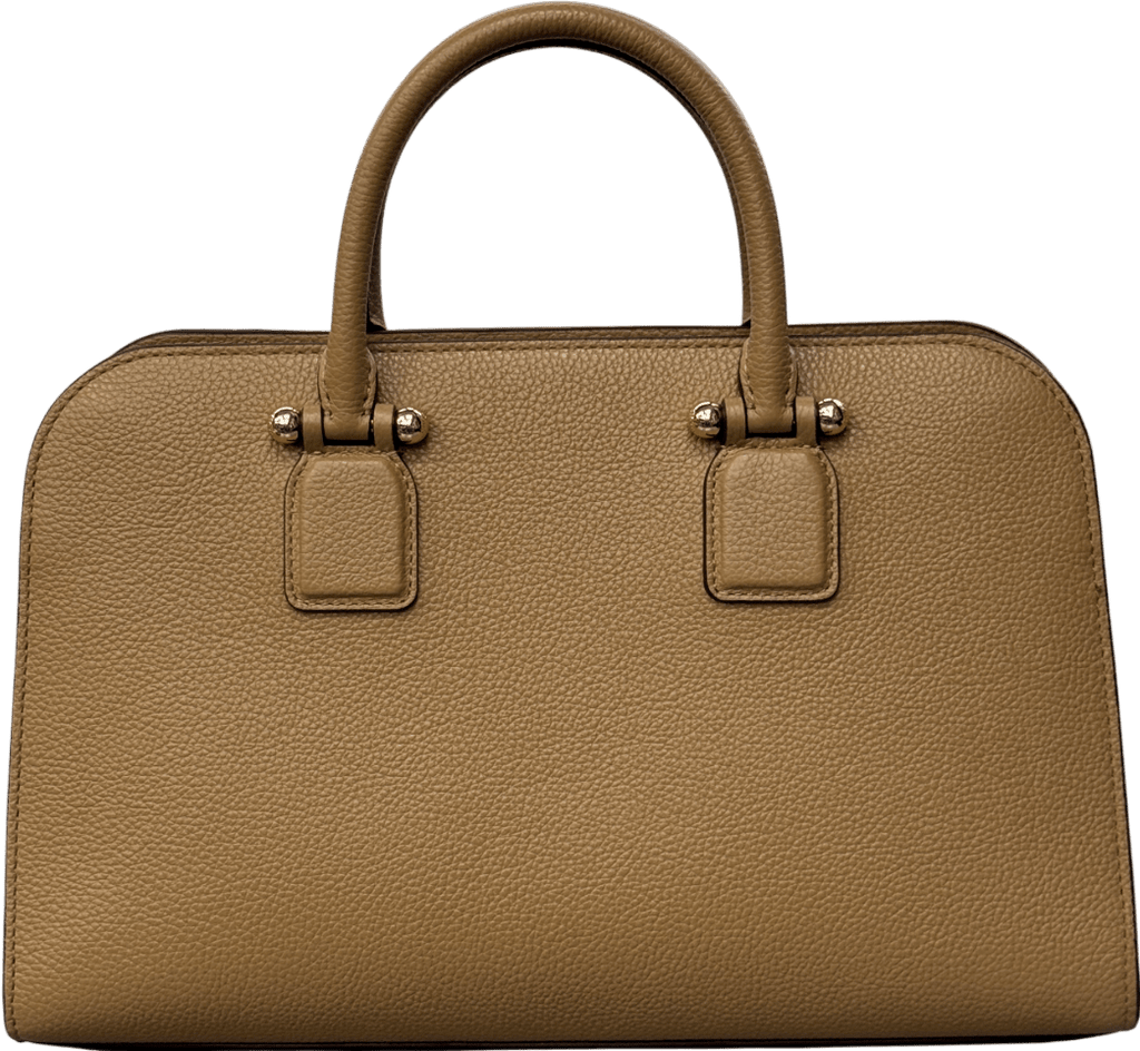 Strathberry Midi Tote Bag In Caramel Leather With Crossbody Strap - Reliked