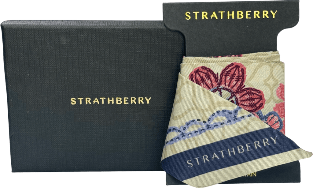Strathberry Multicoloured Silk Twill Skinny Scarf - Monogram Floral Print One Size - Reliked
