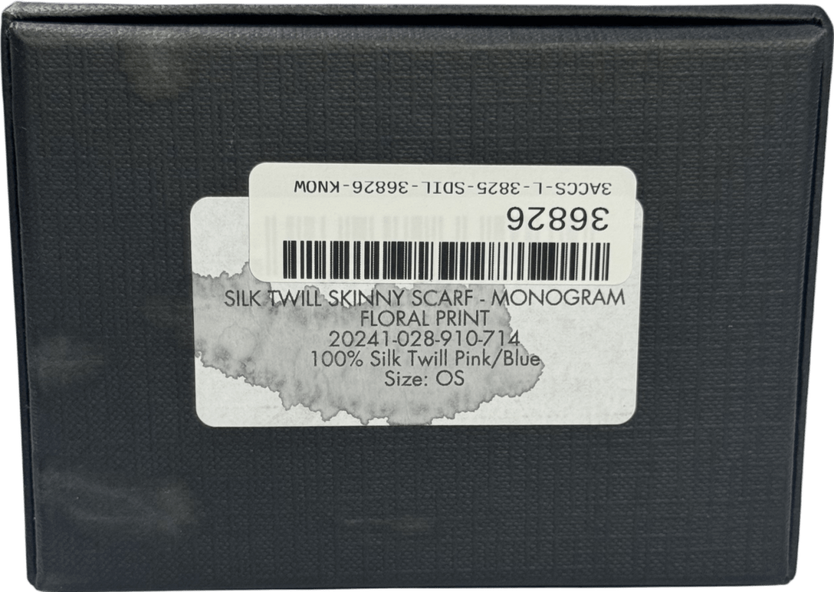 Strathberry Multicoloured Silk Twill Skinny Scarf - Monogram Floral Print One Size - Reliked