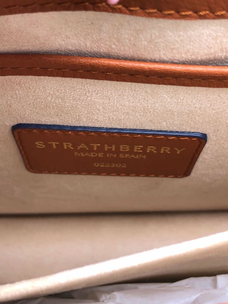 Strathberry Tan Leather Box Crescent shoulder bag with crochet strap - Reliked