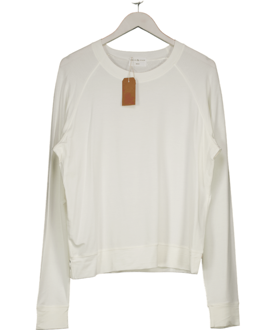 Stripe & Stare White Long Sleeve Under Layer Top UK M - Reliked