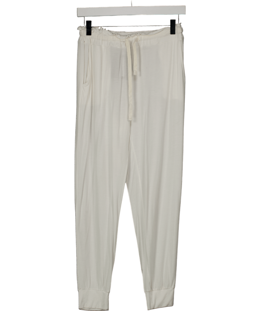 Stripe & Stare White Soft Brushed Woven Pyjama Bottoms UK S - Reliked