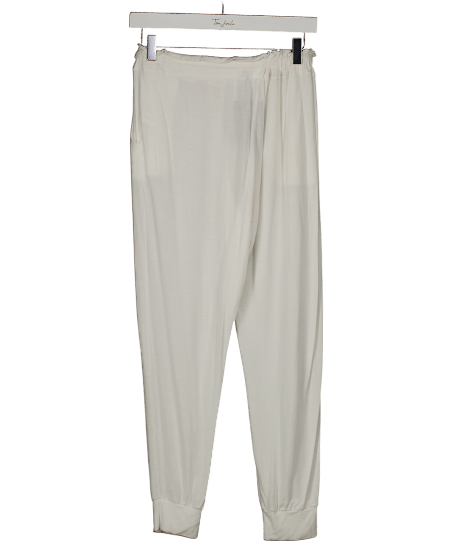 Stripe & Stare White Soft Brushed Woven Pyjama Bottoms UK S - Reliked