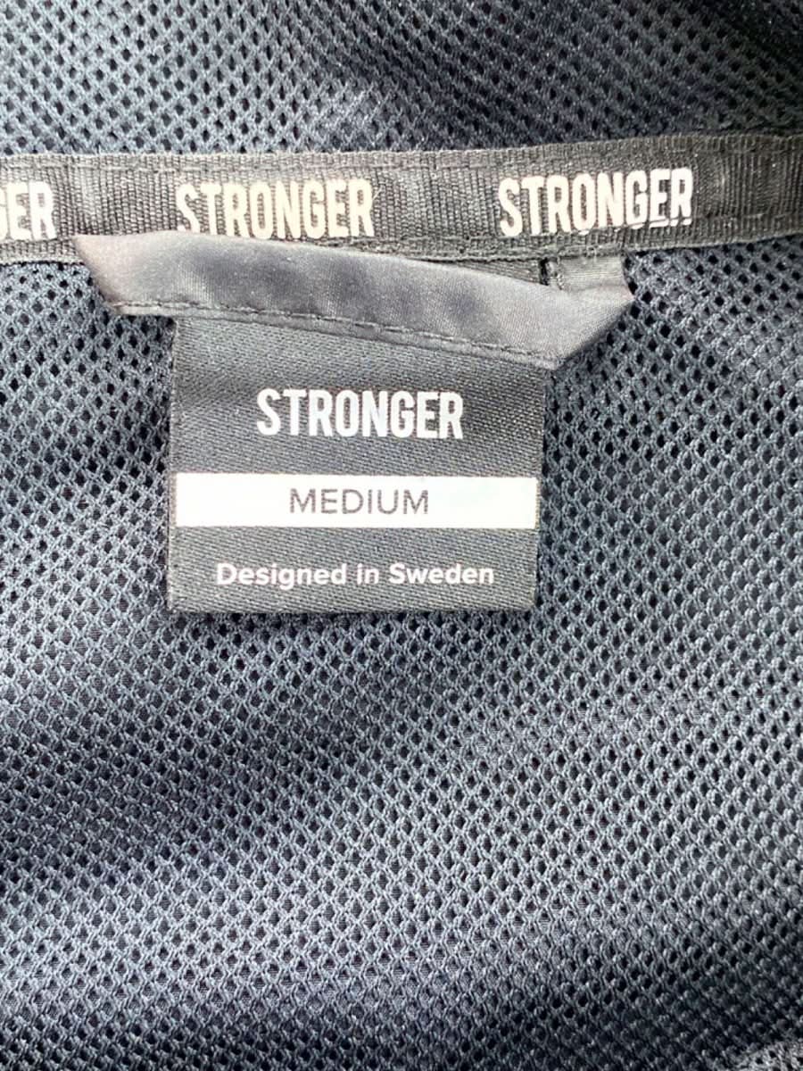 Stronger Black Hooded Windbreaker Jacket UK M - Reliked