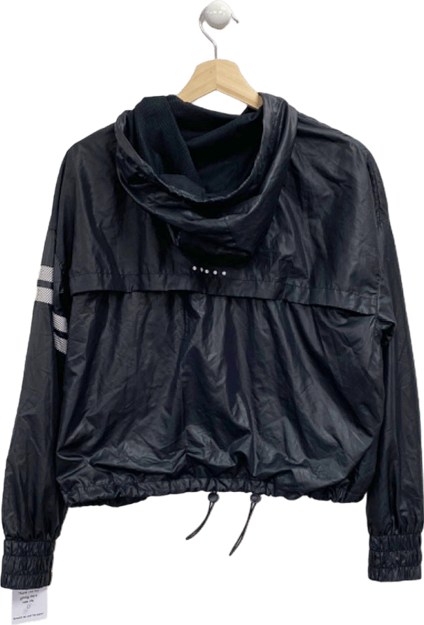 Stronger Black Hooded Windbreaker Jacket UK M - Reliked